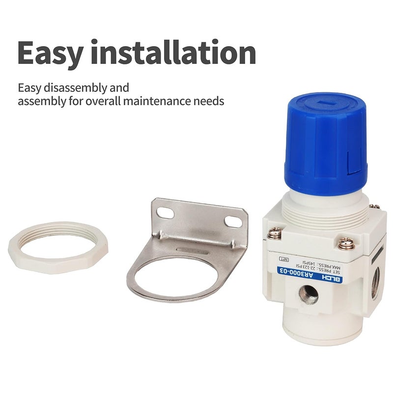 BLCH 3/8" NPT Air Pressure Regulator - Air Regulator for Compressor,Air Compressor Regulator Air Drying System AR3000-03 Gauge 0-160 PSI - Image 5